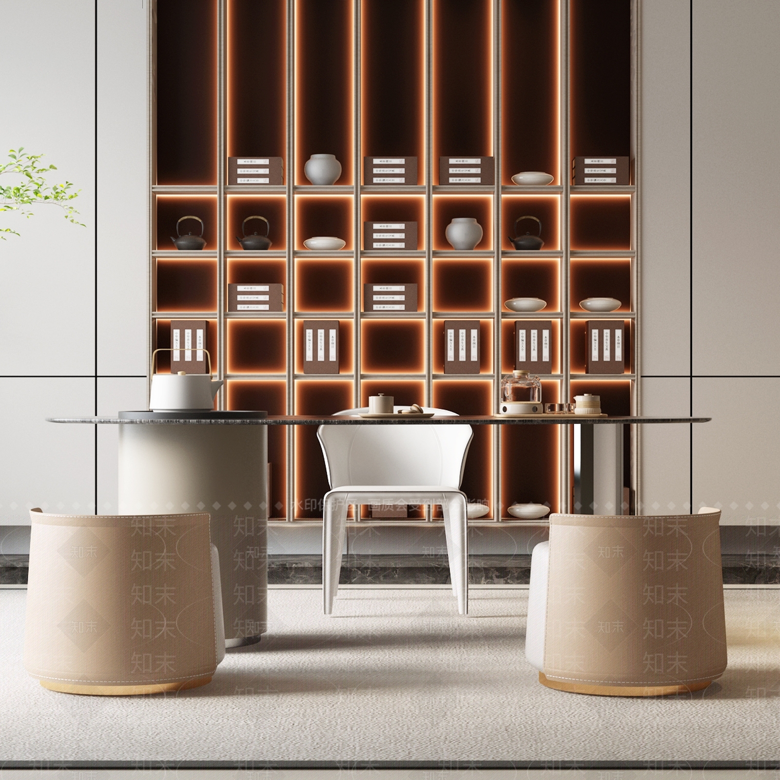 现代意式茶室3D模型下载【ID:1195412958】