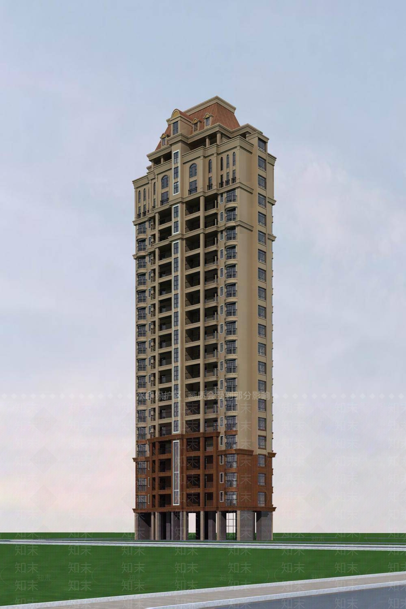 欧式高层住宅3D模型下载【ID:1195413110】