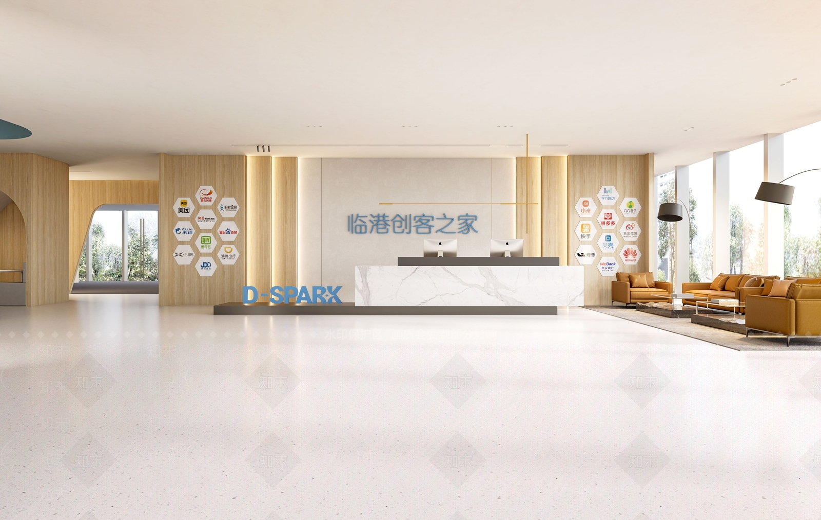 现代办公大堂SU模型下载【ID:1195413540】