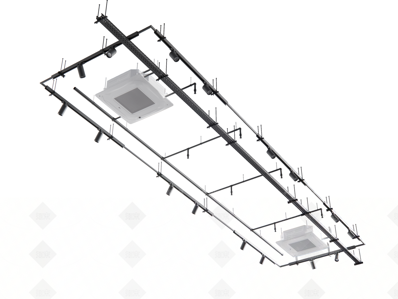 现代吊顶SU模型下载【ID:1195414922】