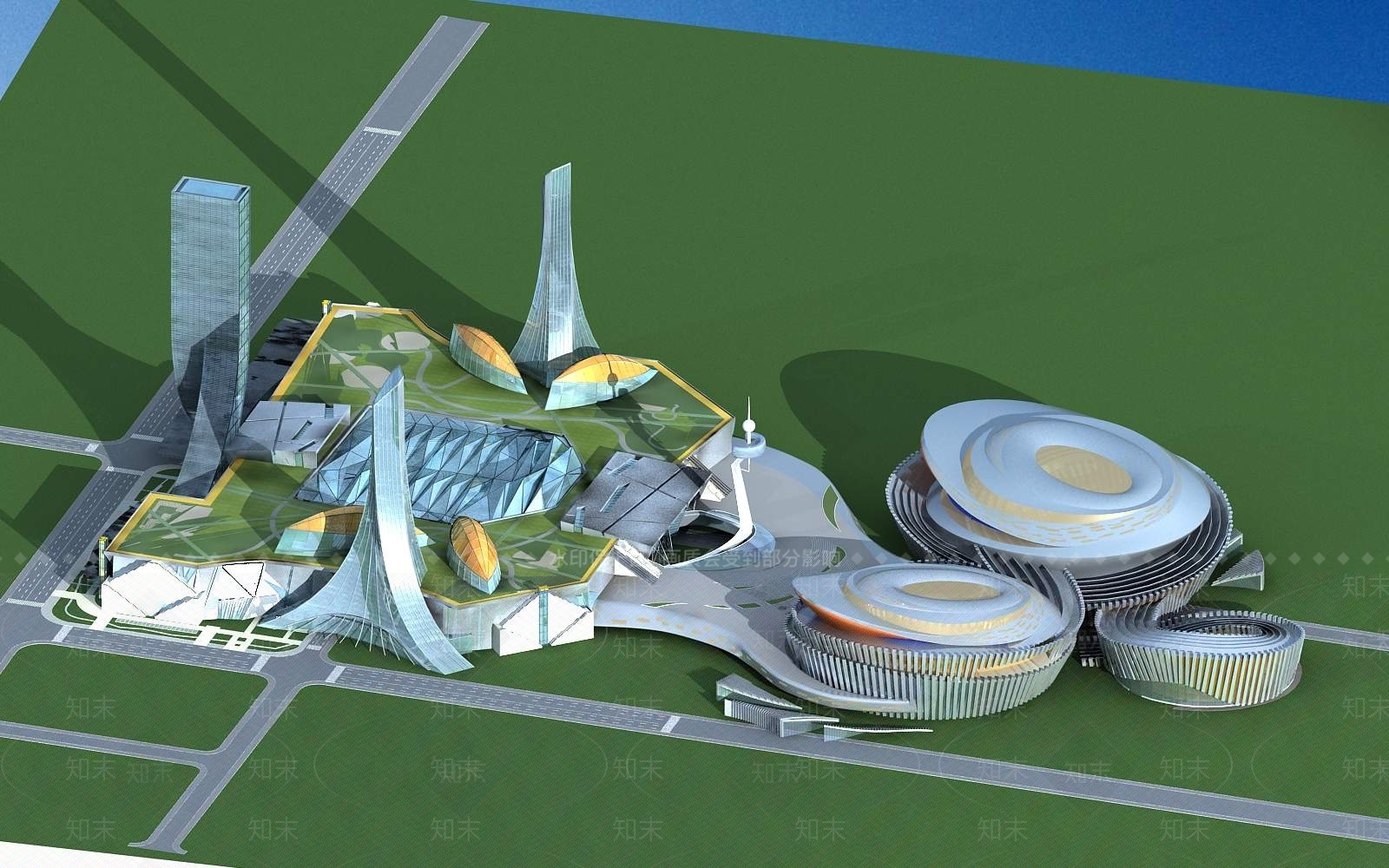 现代体育馆外观3D模型下载【ID:1195415303】