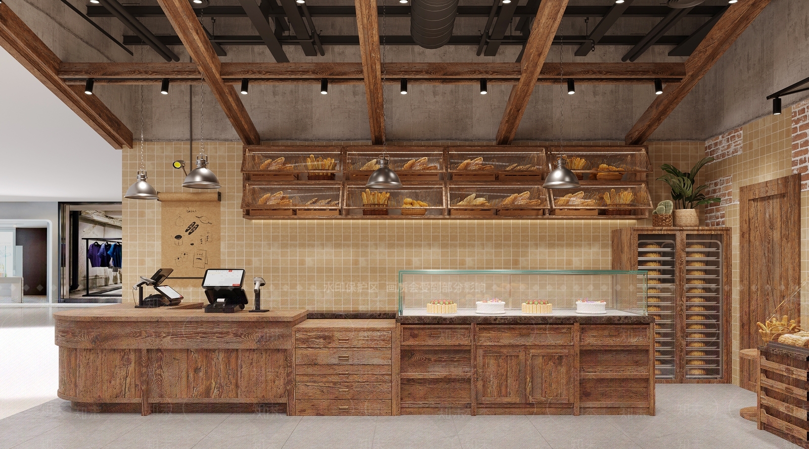 复古甜品面包店3D模型下载【ID:1195416662】