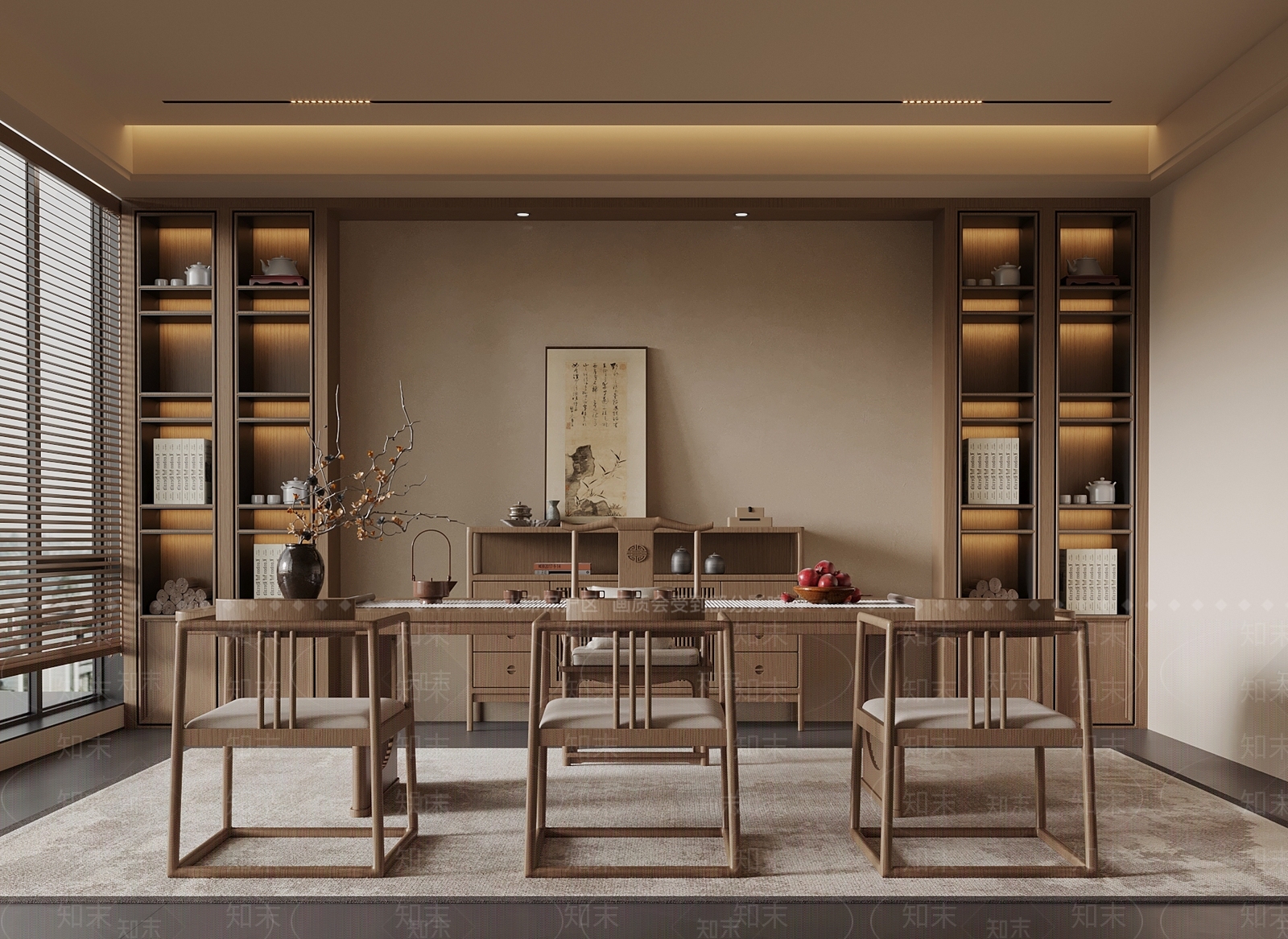 新中式茶室SU模型下载【ID:1195416563】