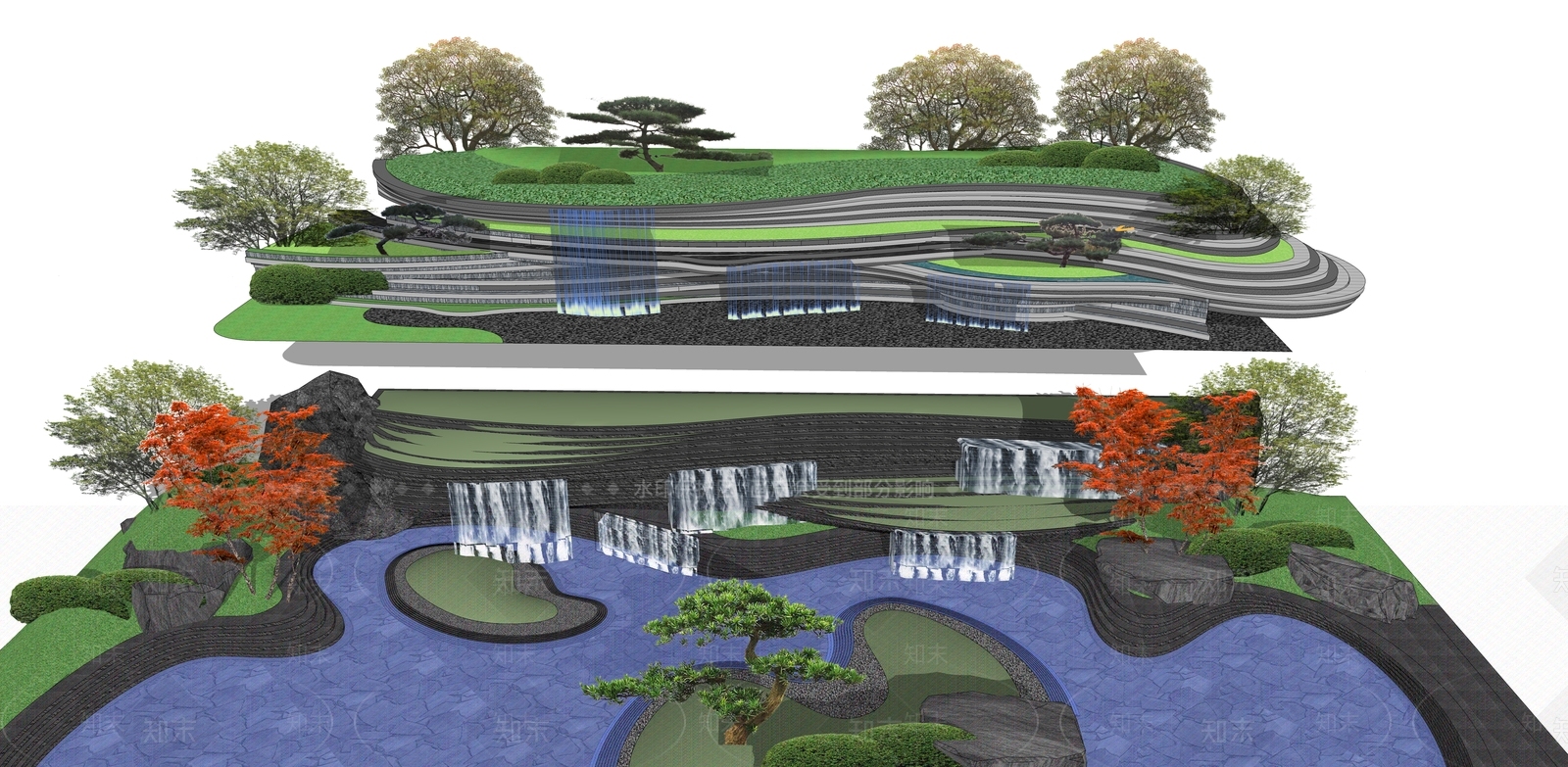 现代水景SU模型下载【ID:1195417031】