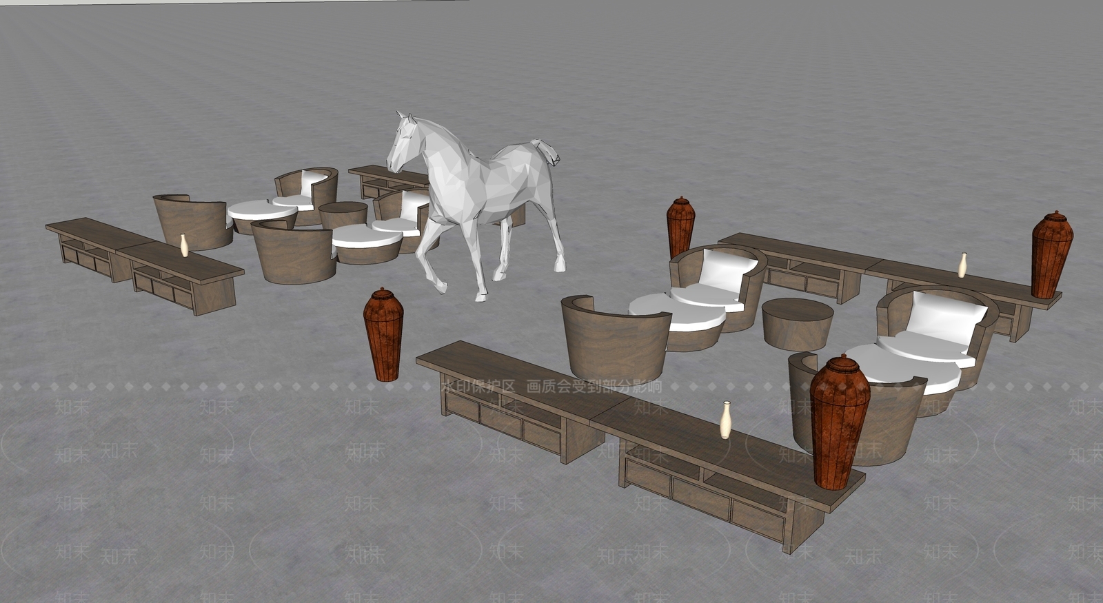 现代沙发组合SU模型下载【ID:1195417664】