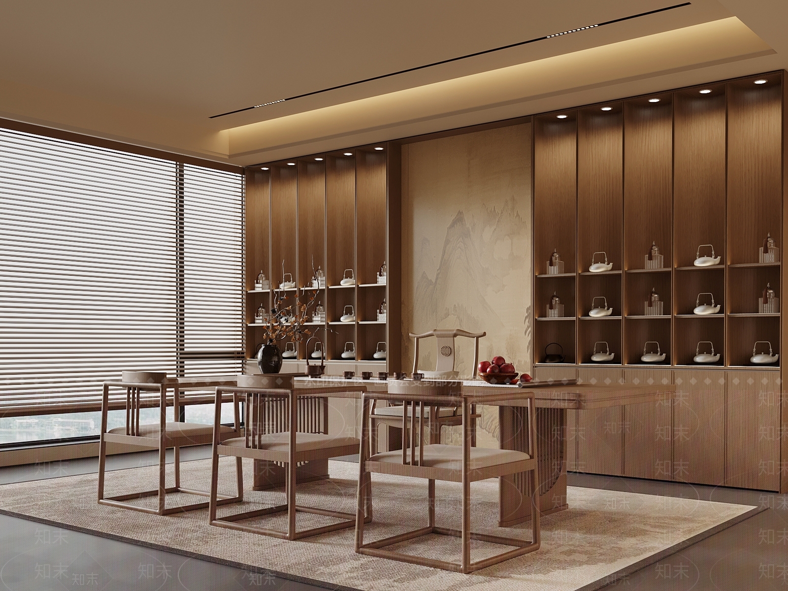 新中式茶室SU模型下载【ID:1195418169】