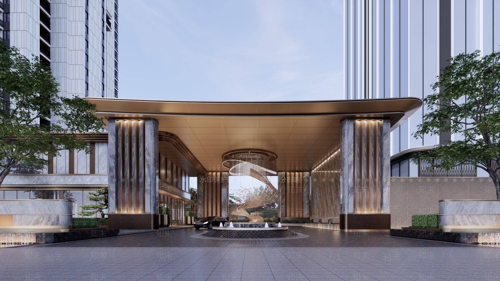 现代轻奢售楼处建筑SU模型下载【ID:1195419903】