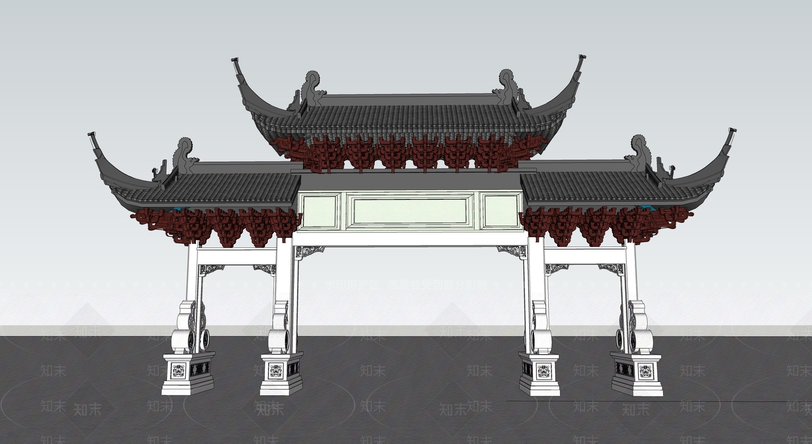 中式牌坊牌楼SU模型下载【ID:1195419759】
