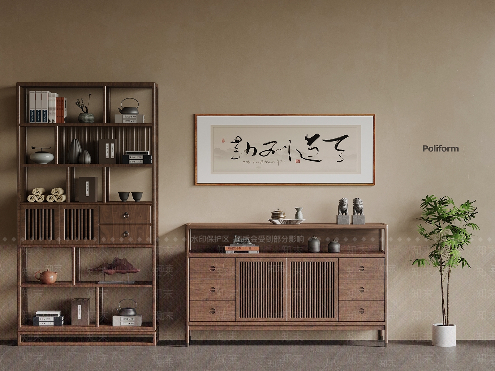 新中式博古架3D模型下载【ID:1195419932】