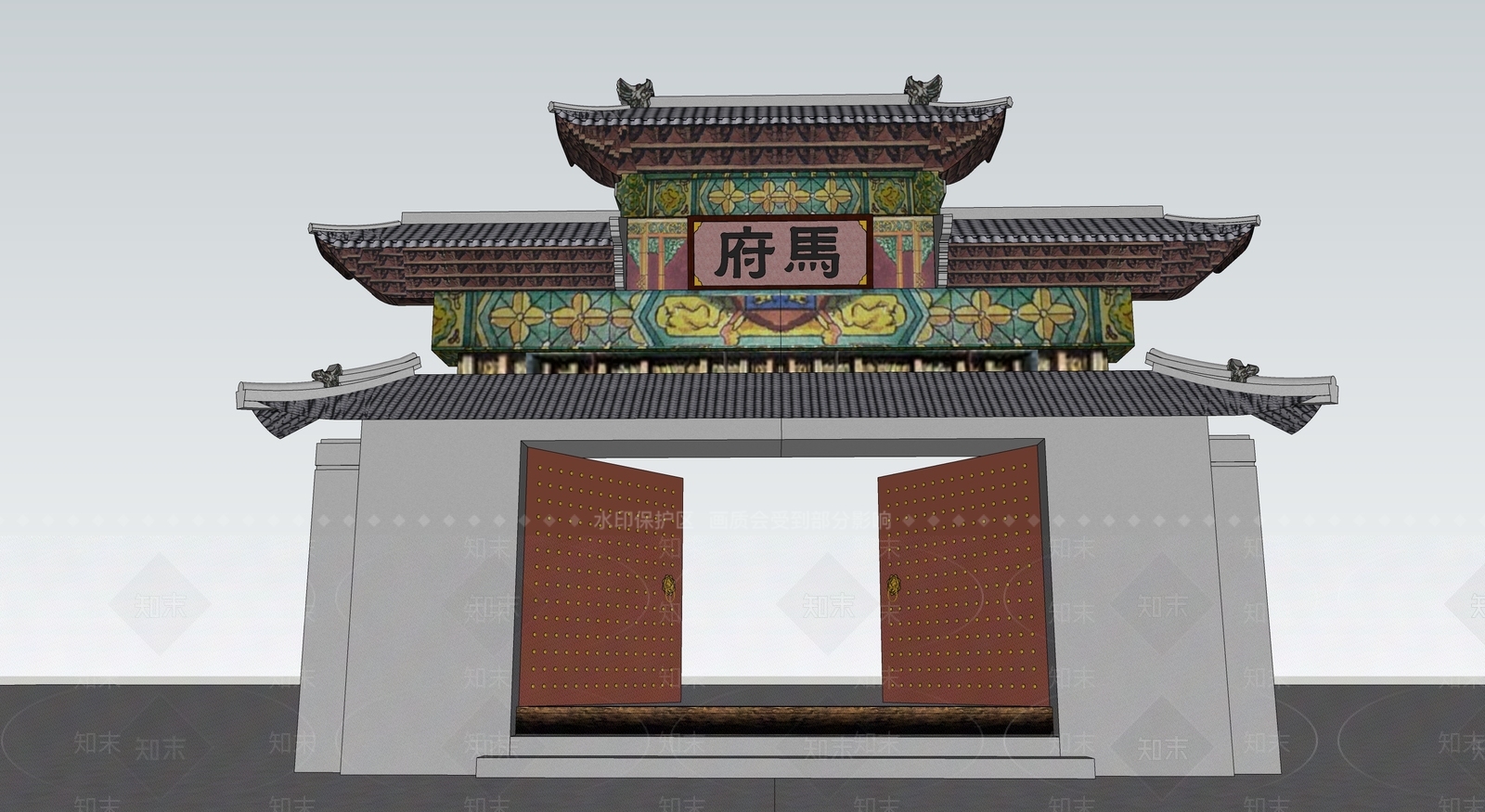 中式牌坊牌楼SU模型下载【ID:1195419905】