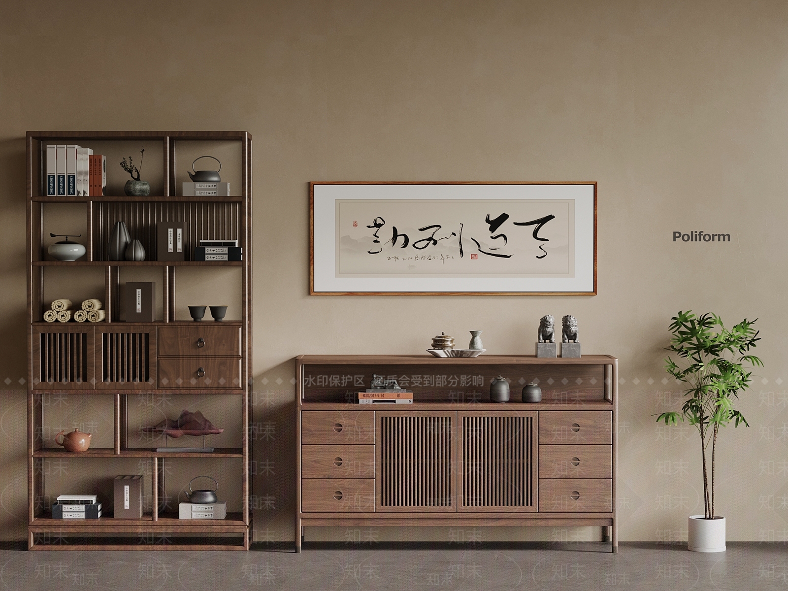 新中式博古架SU模型下载【ID:1195420001】