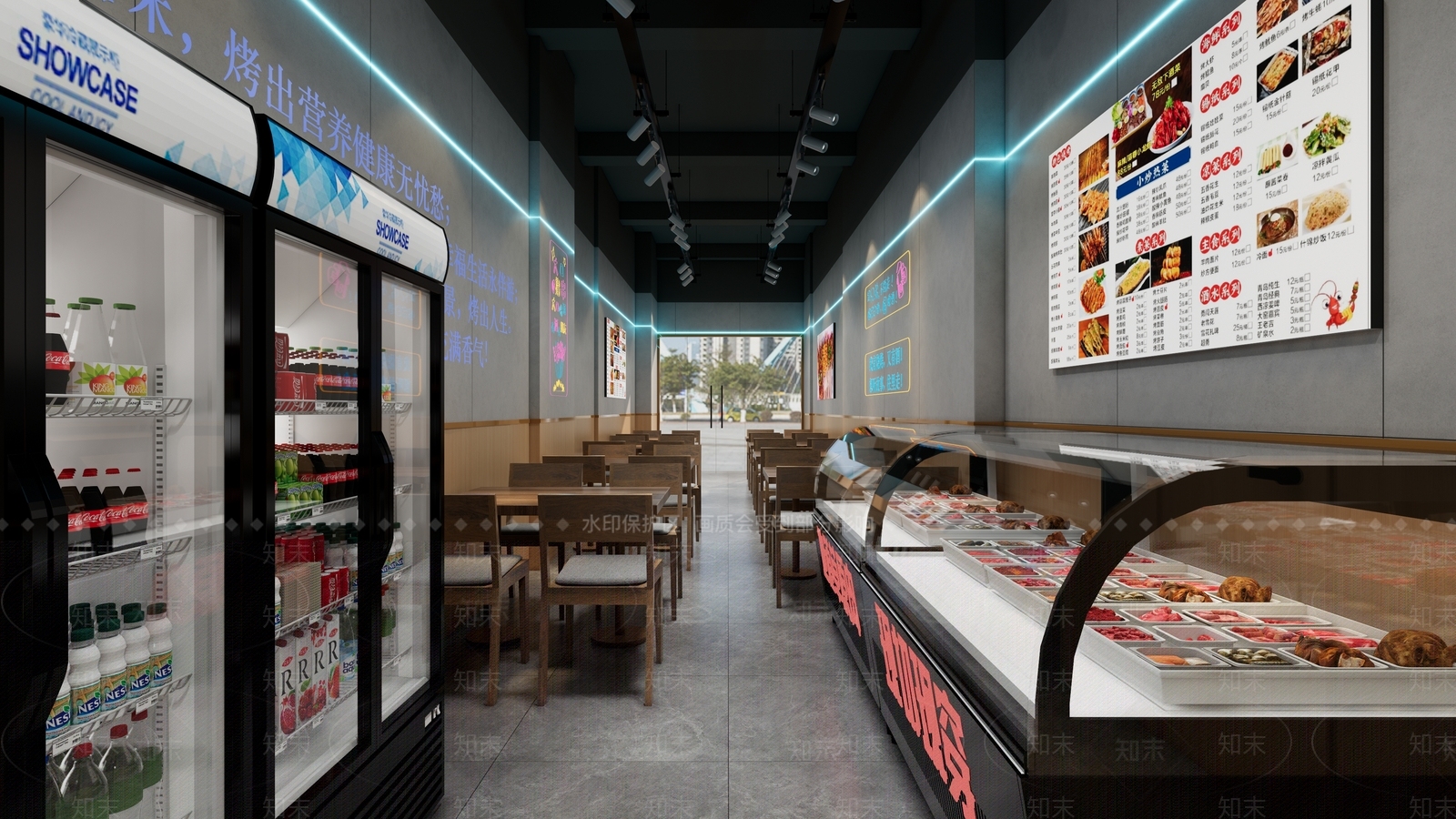 现代烧烤烤肉店SU模型下载【ID:1195423364】