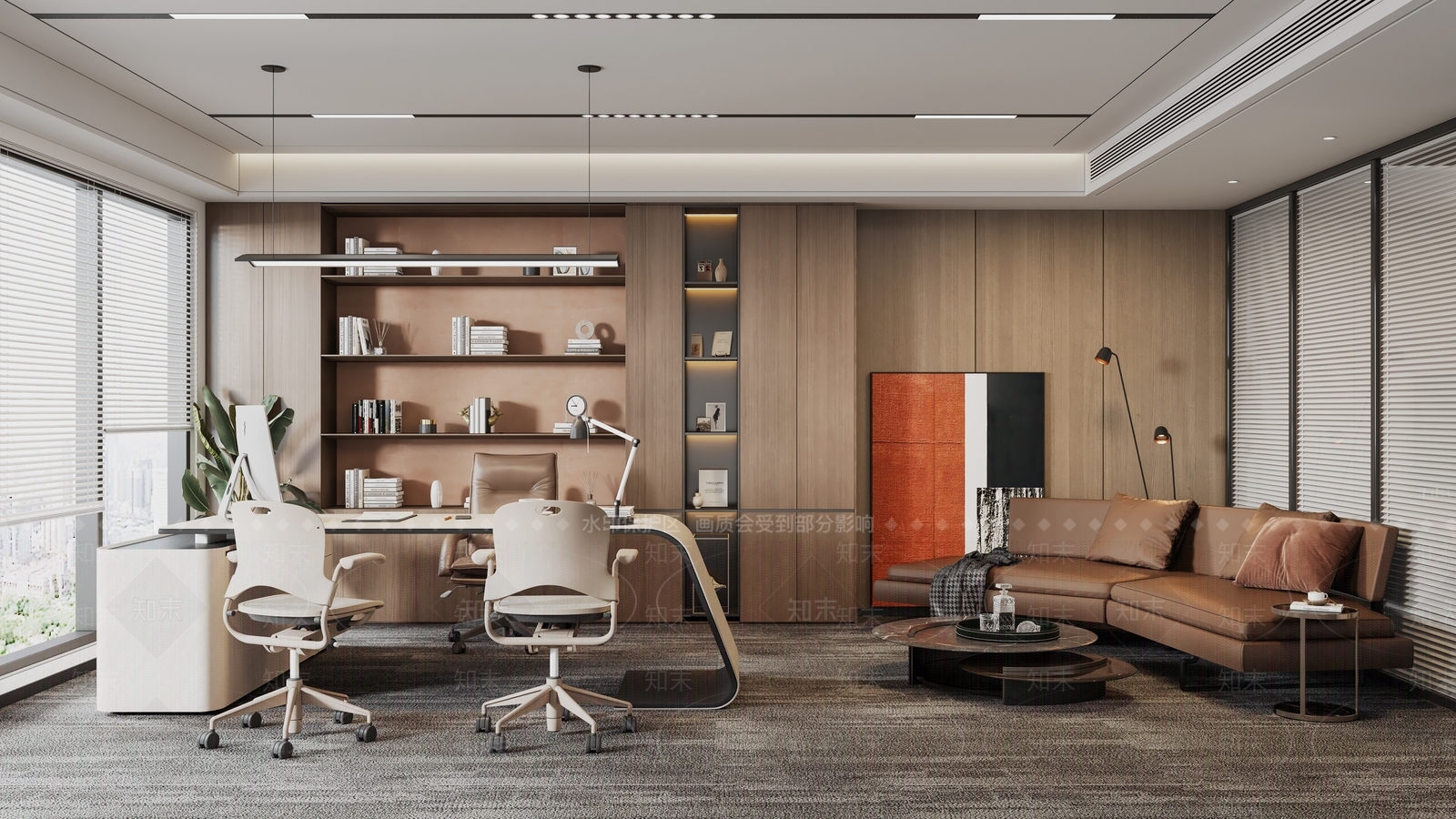 现代简约办公室SU模型下载【ID:1195421302】