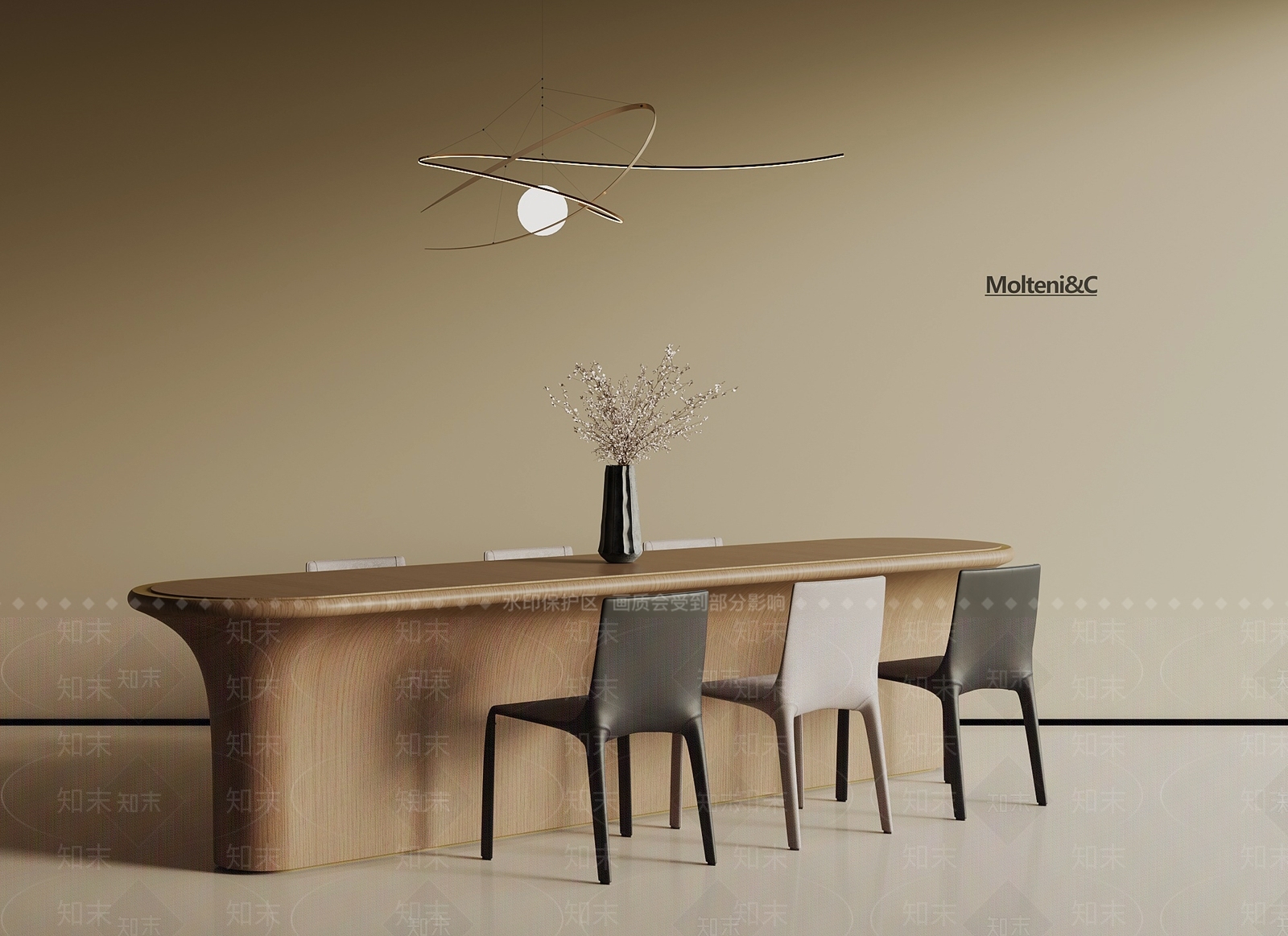 现代餐桌SU模型下载【ID:1195422259】