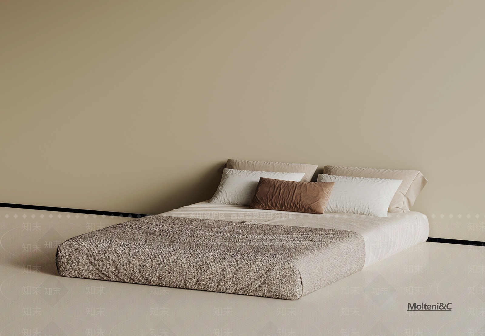 现代奶油床品SU模型下载【ID:1195424472】