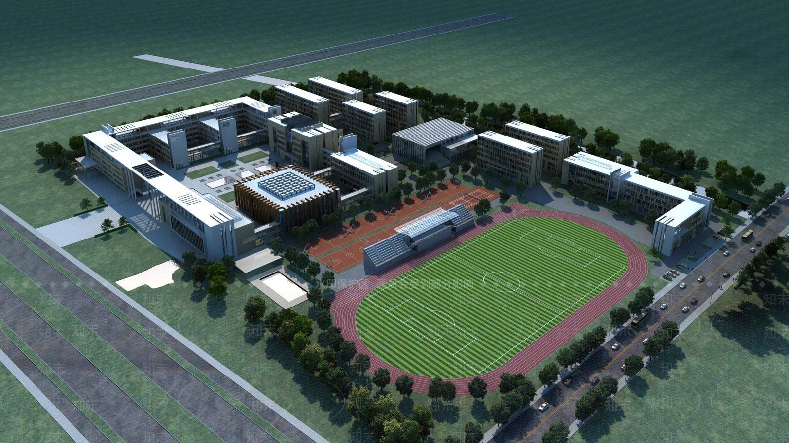 现代学校外观3D模型下载【ID:1195424428】