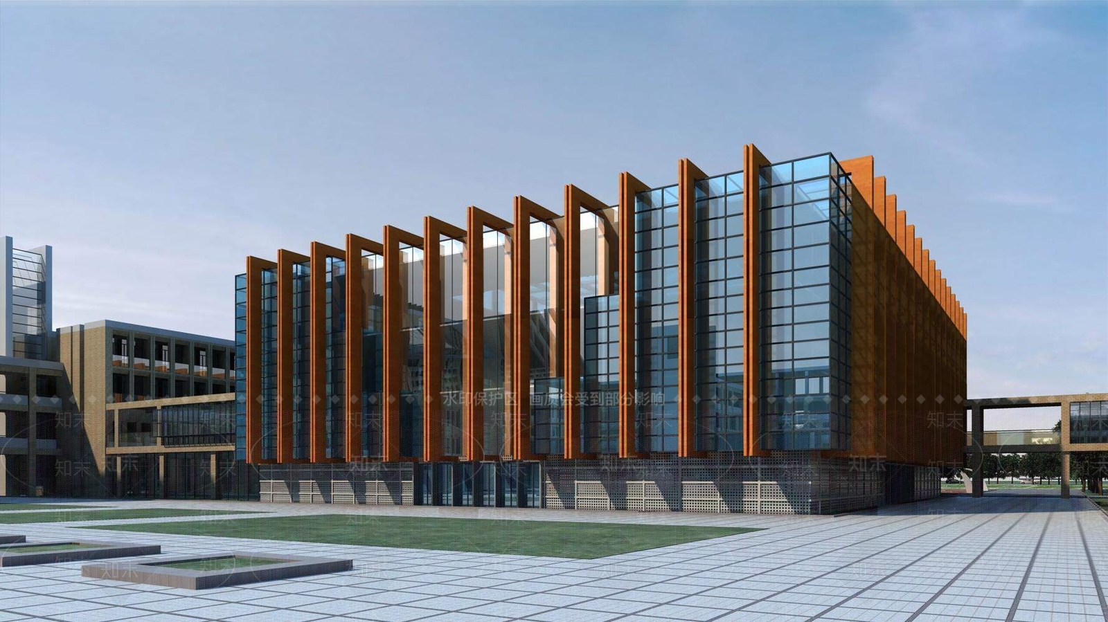 现代学校外观3D模型下载【ID:1195424428】