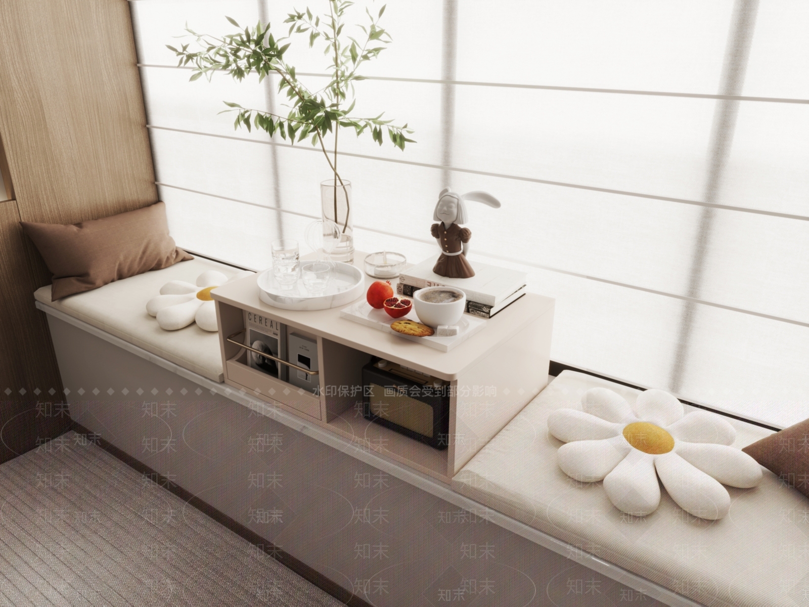 现代简约飘窗柜3D模型下载【ID:1195425248】