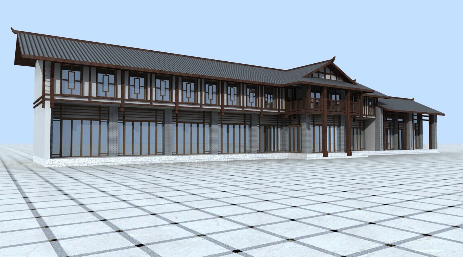 中式商业景观3D模型下载【ID:1195425690】