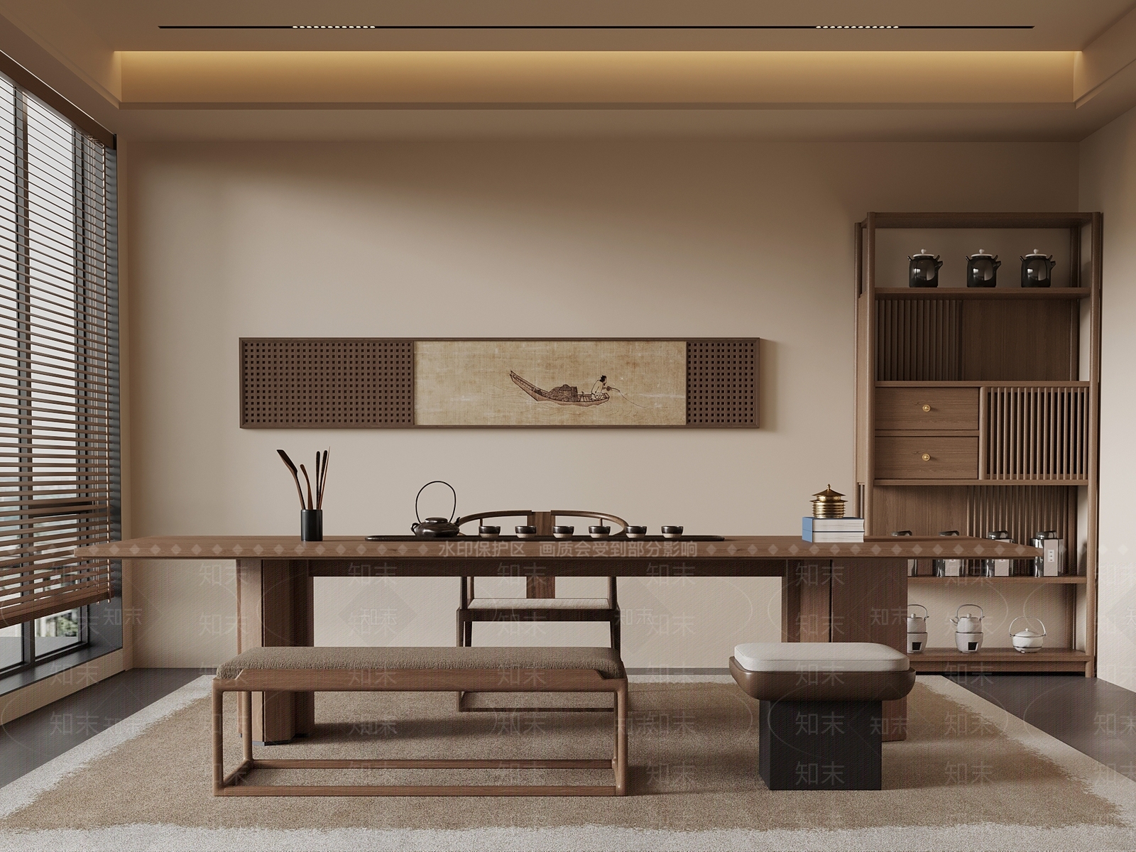 新中式茶室3D模型下载【ID:1195425900】