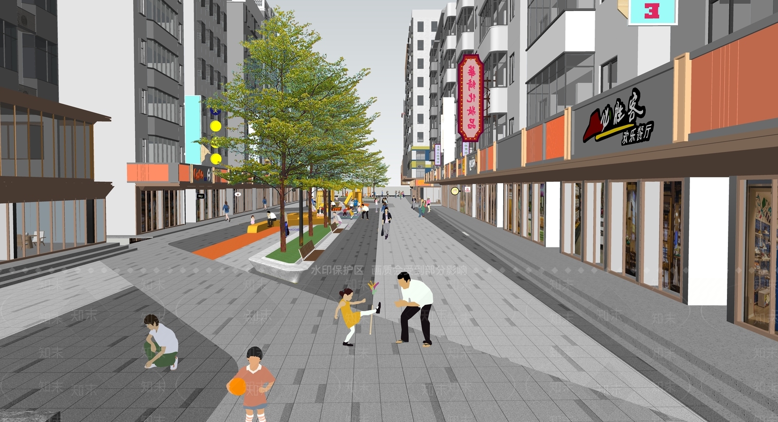 现代商业街SU模型下载【ID:1195427153】