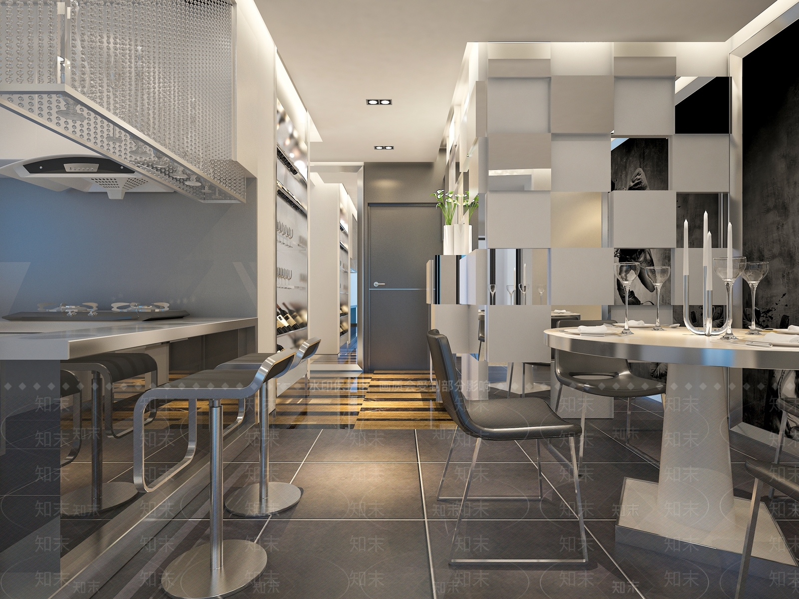 现代北欧家居餐厅3D模型下载【ID:1195426451】