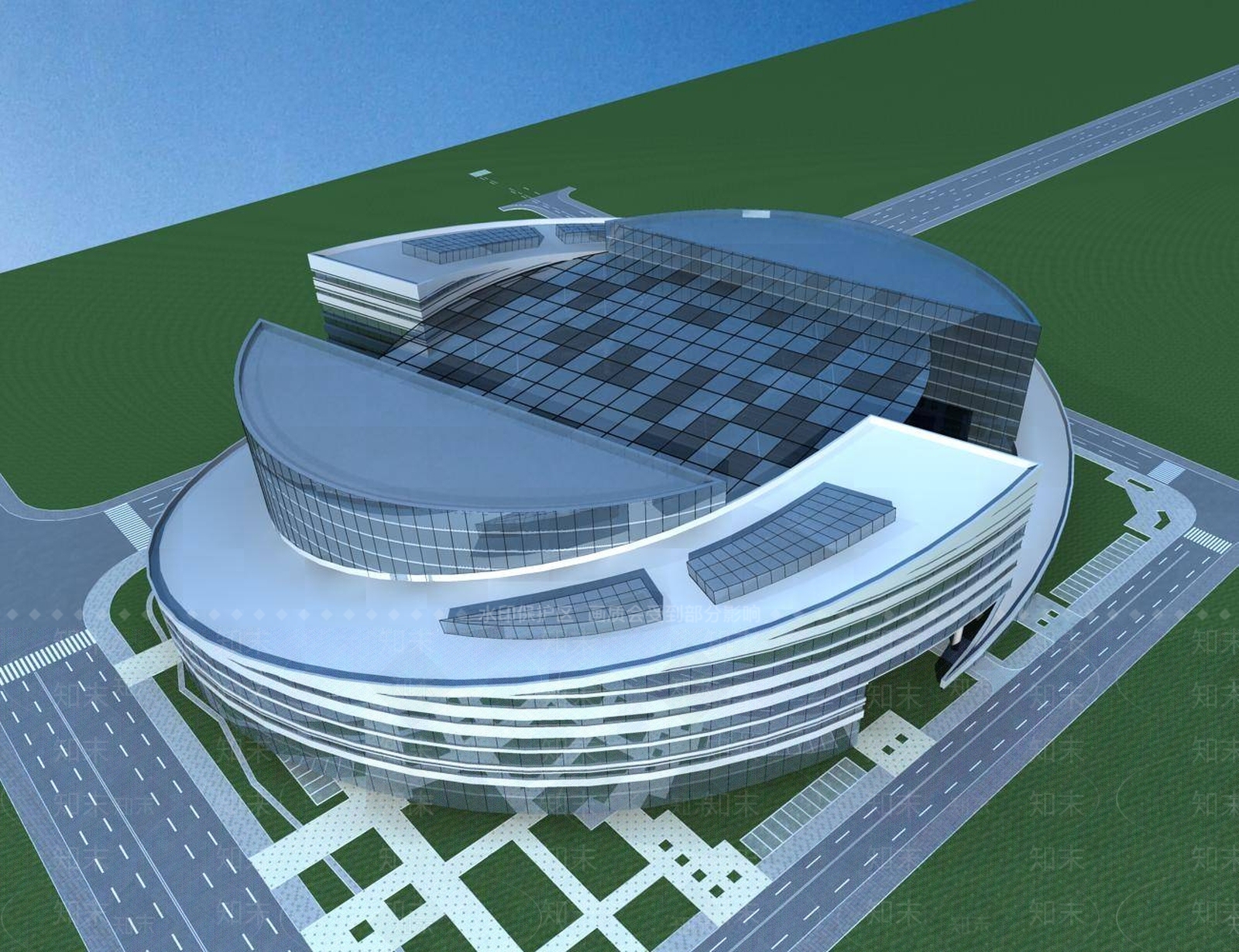 现代体育馆外观3D模型下载【ID:1195426697】