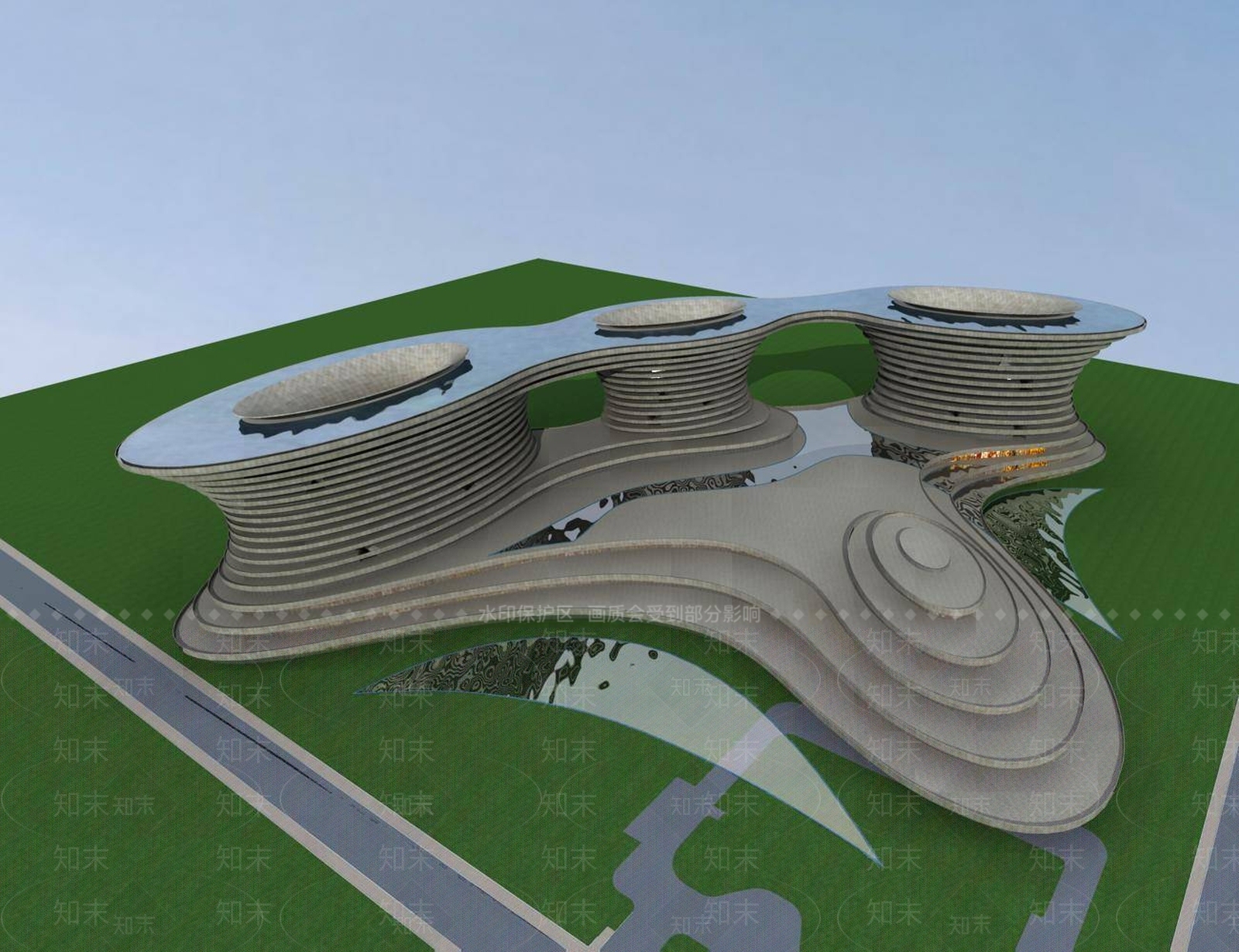 现代商场外观3D模型下载【ID:1195427033】