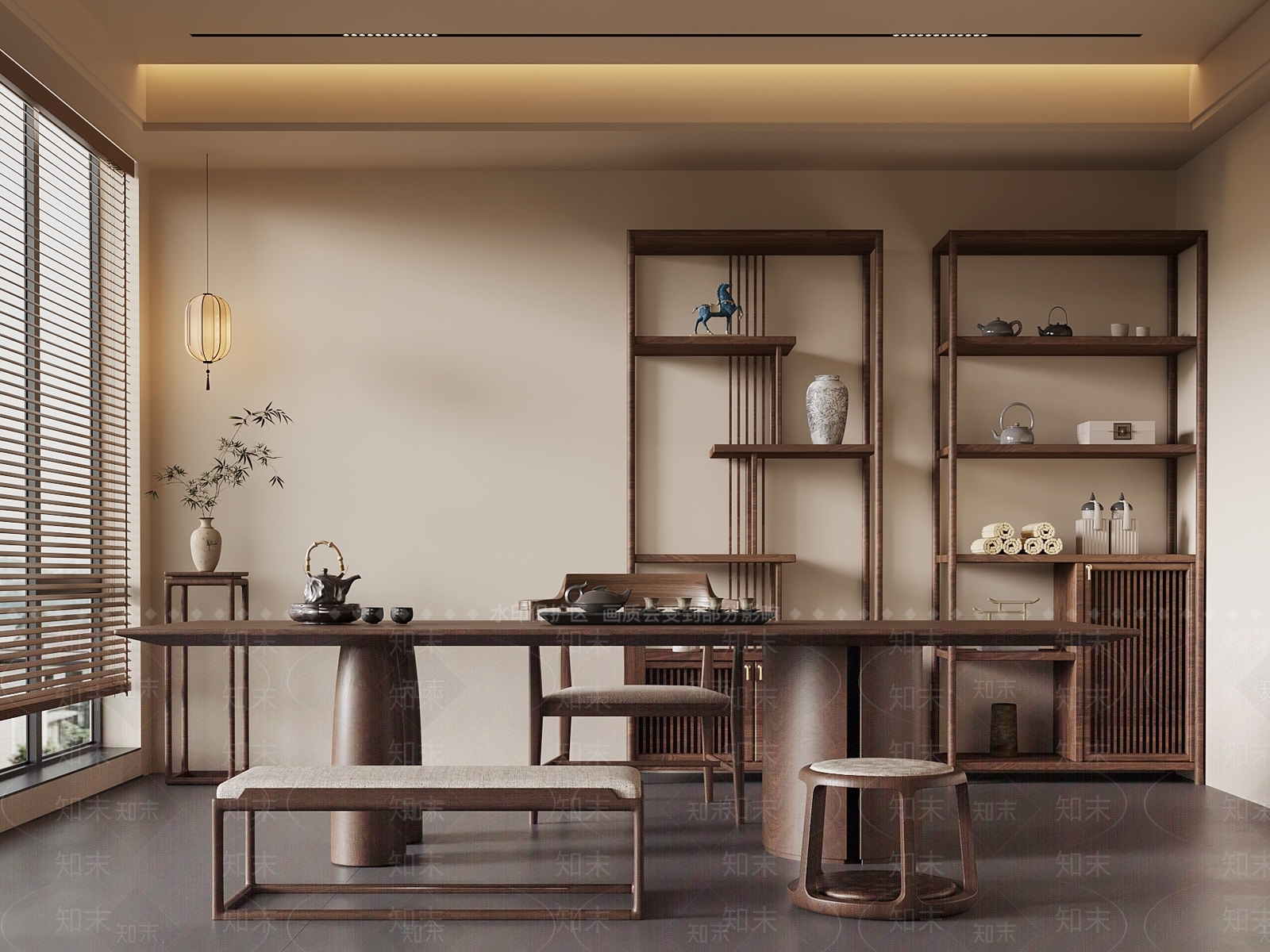 新中式茶室3D模型下载【ID:1195427076】