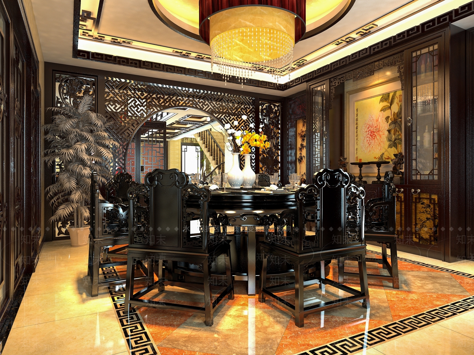 新中式中式包厢3D模型下载【ID:1195427569】