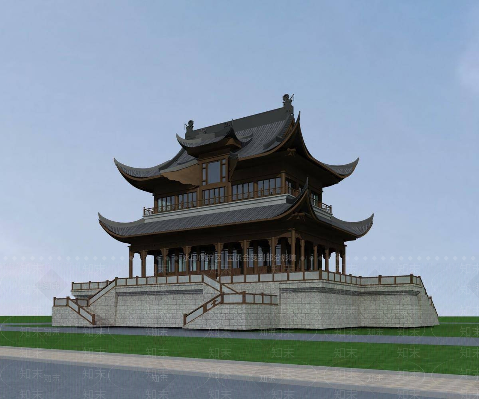 中式古建3D模型下载【ID:1195429586】