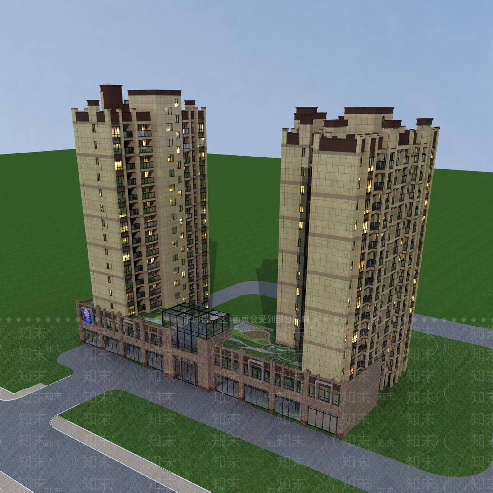 简欧高层住宅3D模型下载【ID:1195430533】