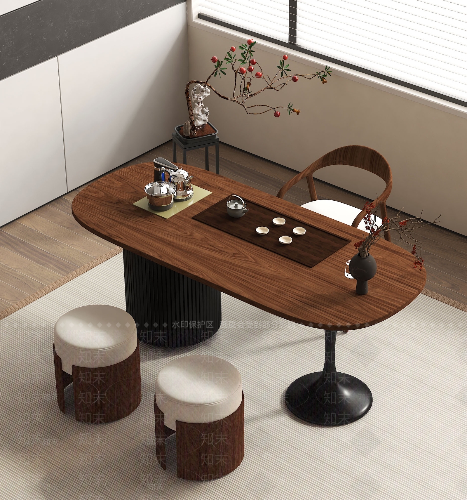中式茶几SU模型下载【ID:1195431632】