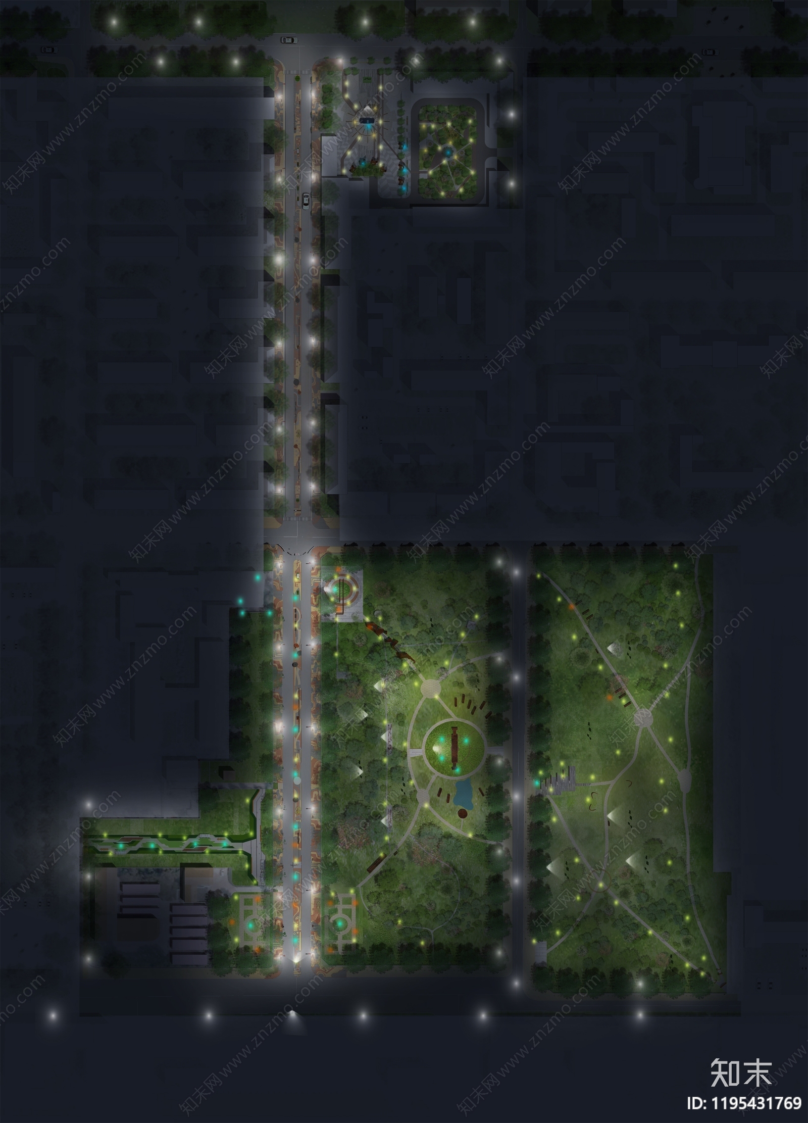 现代新中式景观彩平图下载【ID:1195431769】