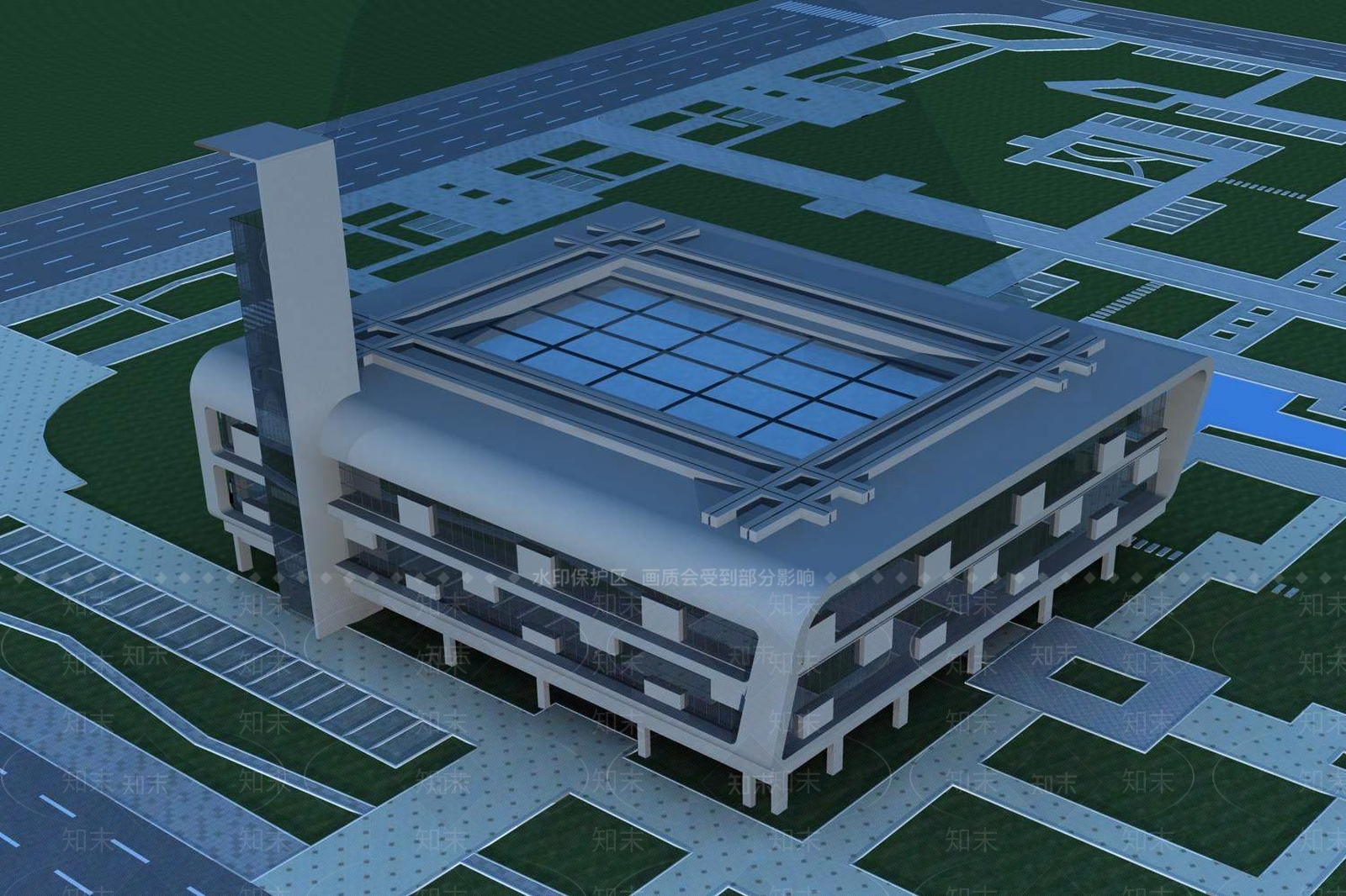 现代体育馆外观3D模型下载【ID:1195432931】