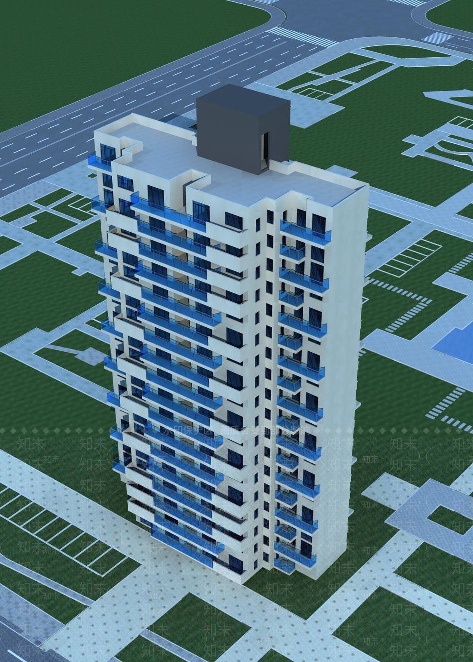现代高层住宅3D模型下载【ID:1195433891】