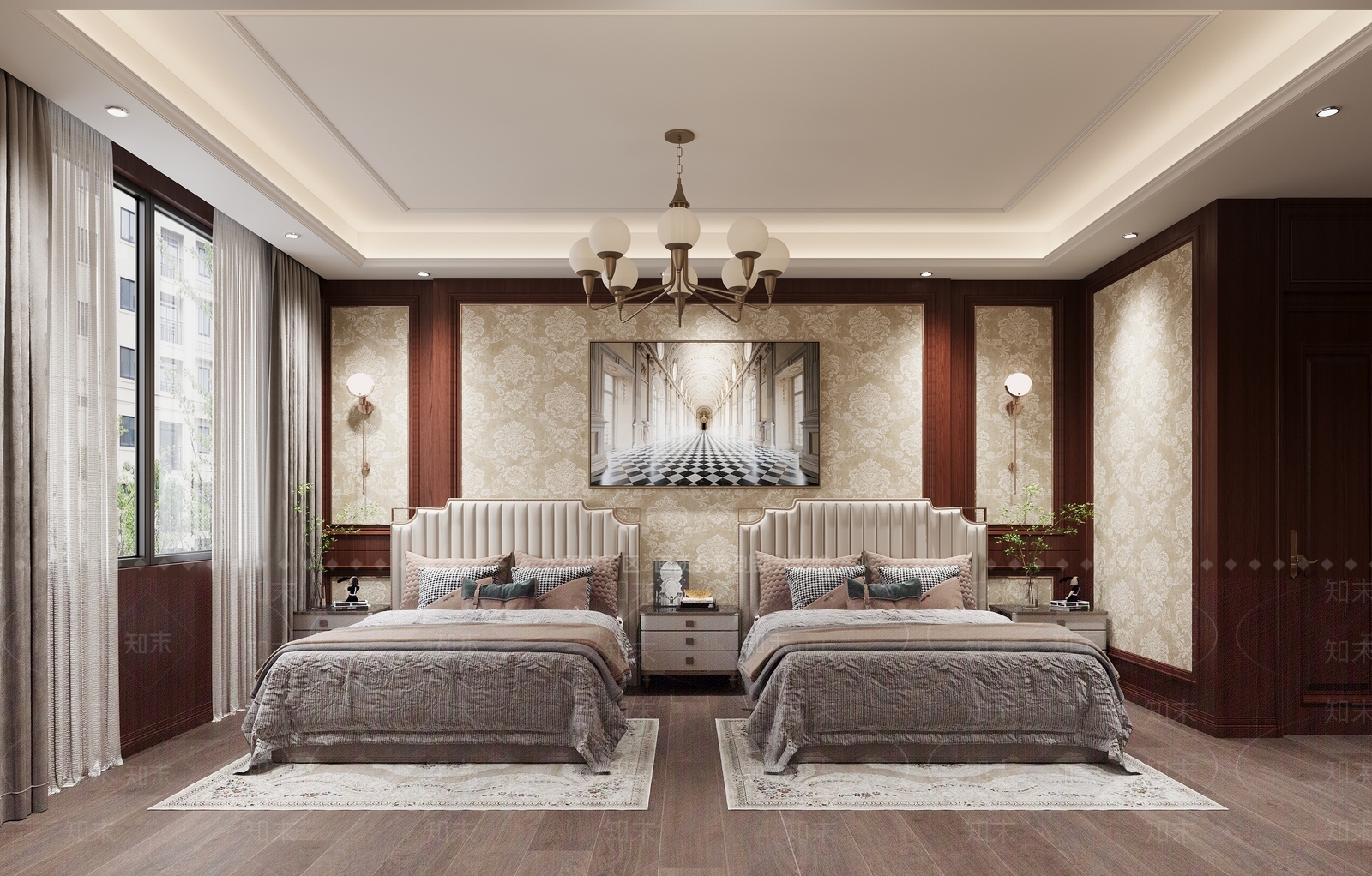 美式酒店客房3D模型下载【ID:1195434679】