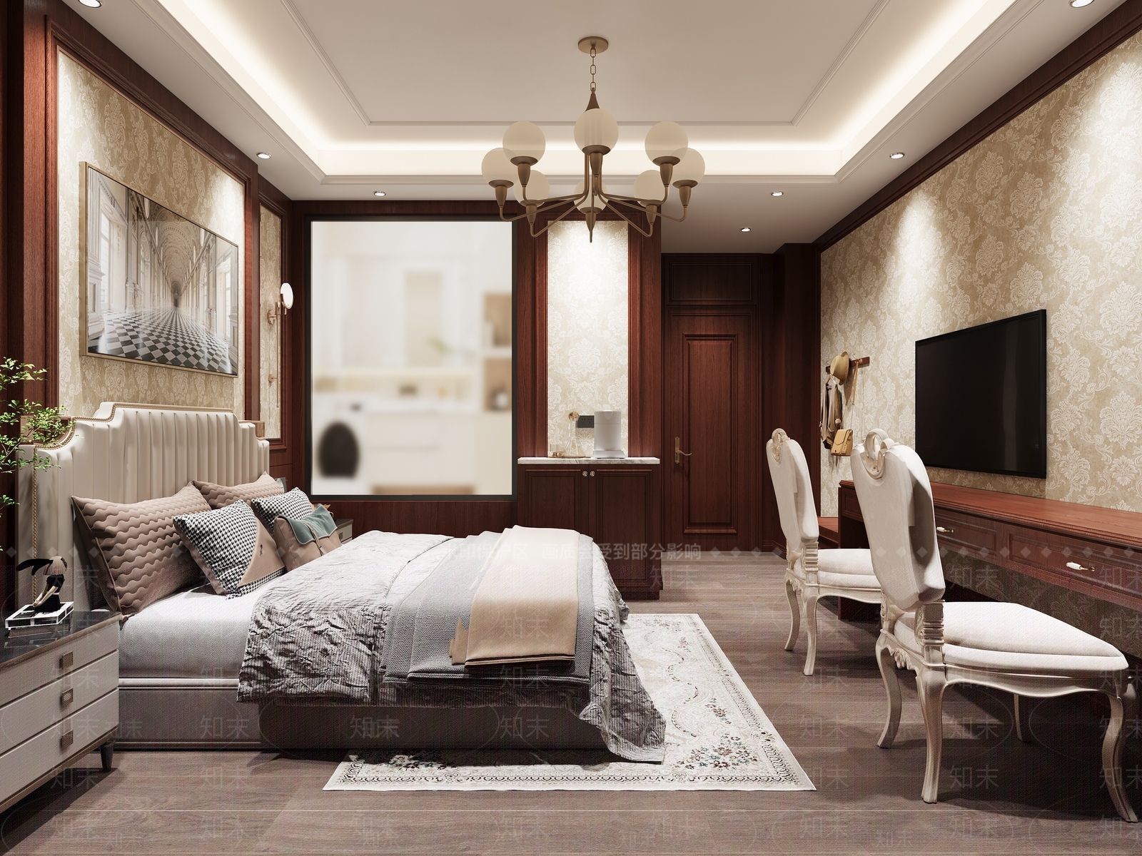 美式酒店客房3D模型下载【ID:1195434931】