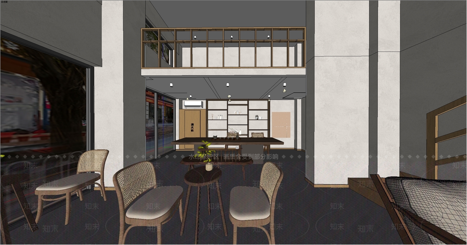 现代简约茶馆SU模型下载【ID:1195435259】