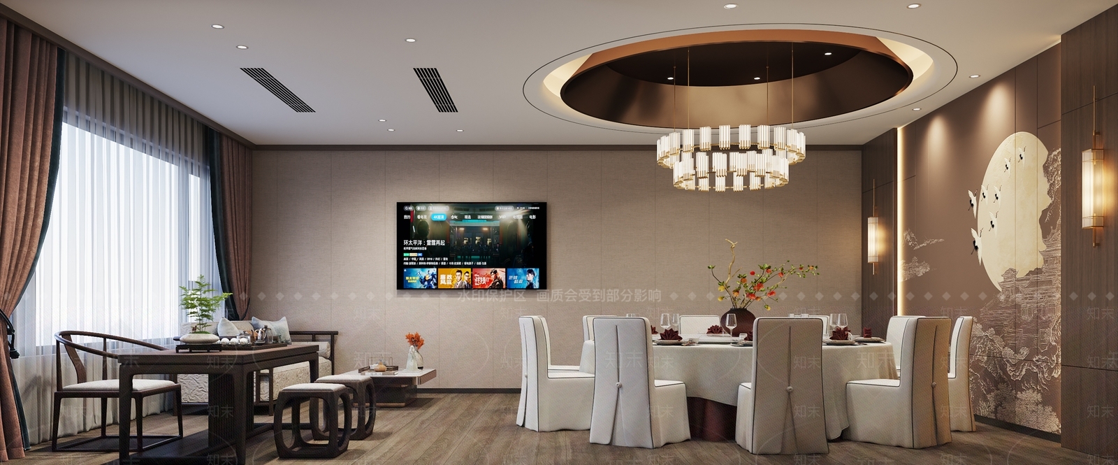 新中式中餐厅3D模型下载【ID:1195435602】