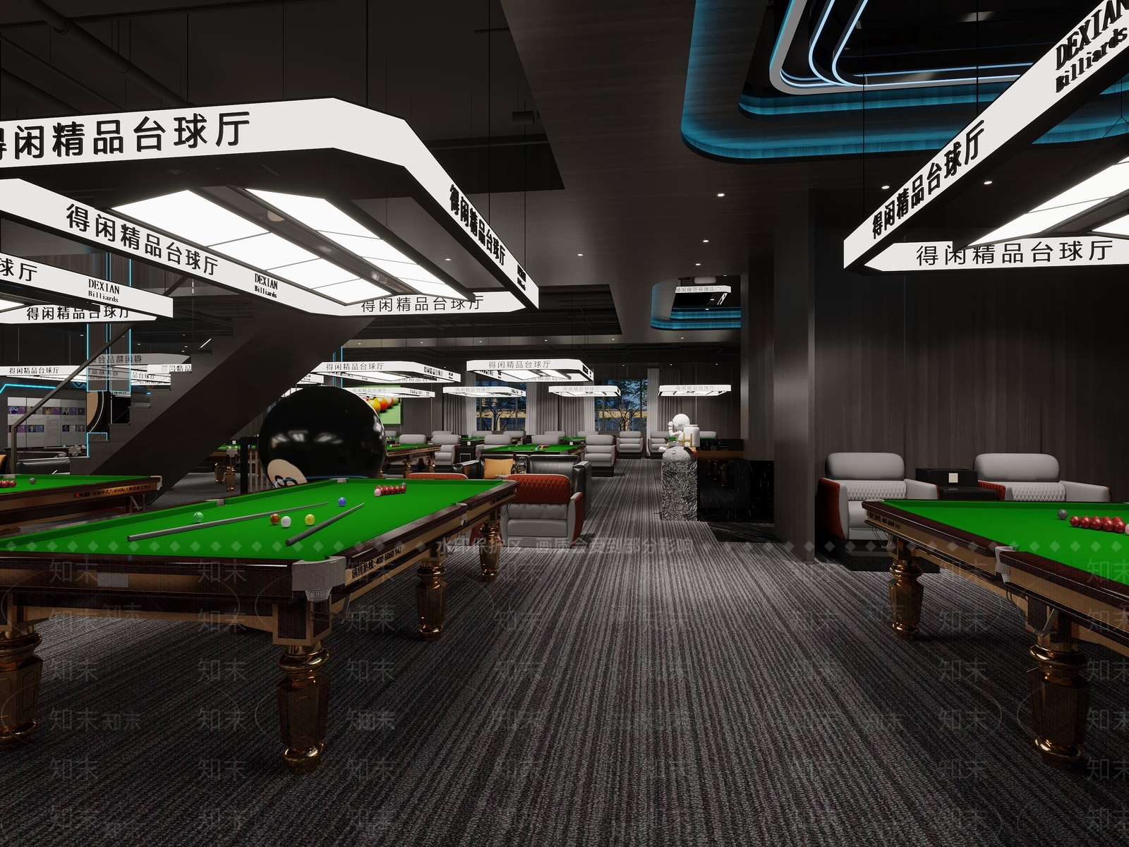 现代台球室3D模型下载【ID:1195436595】
