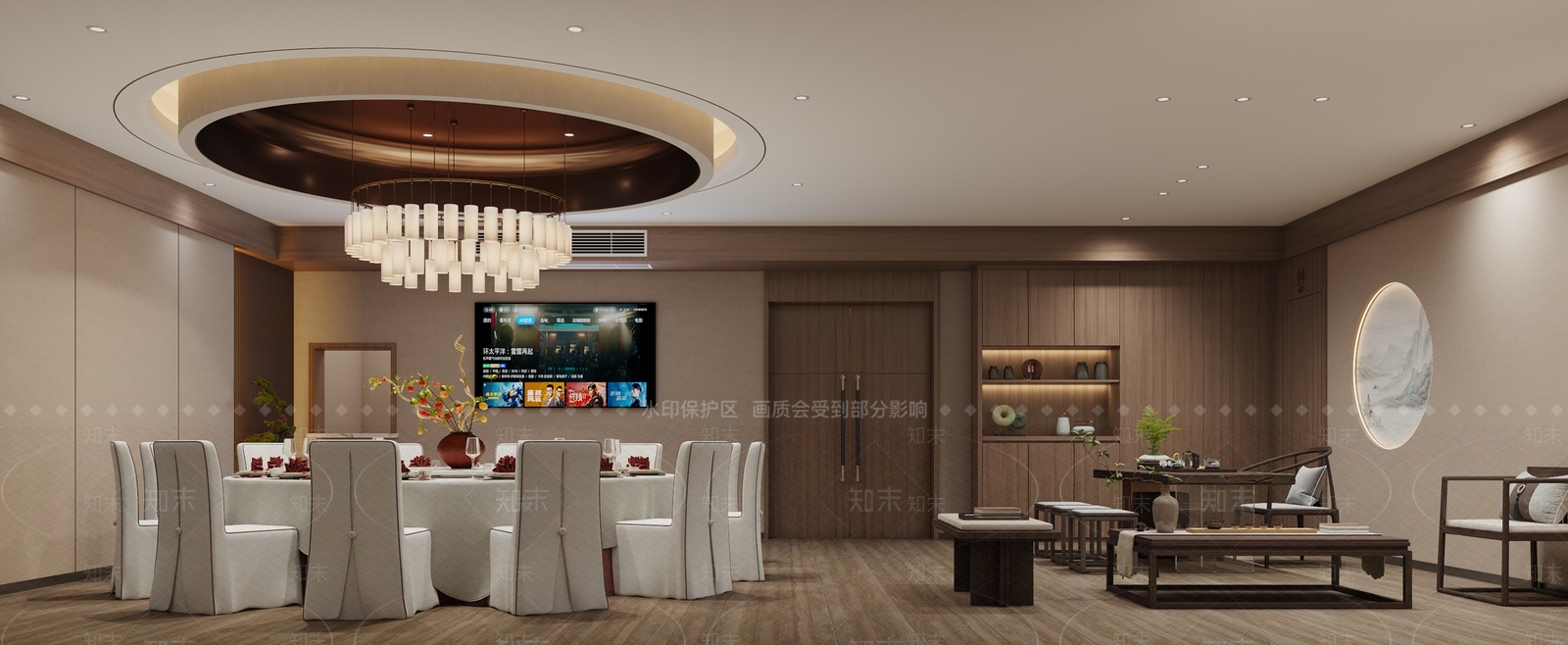新中式中餐厅3D模型下载【ID:1195437831】