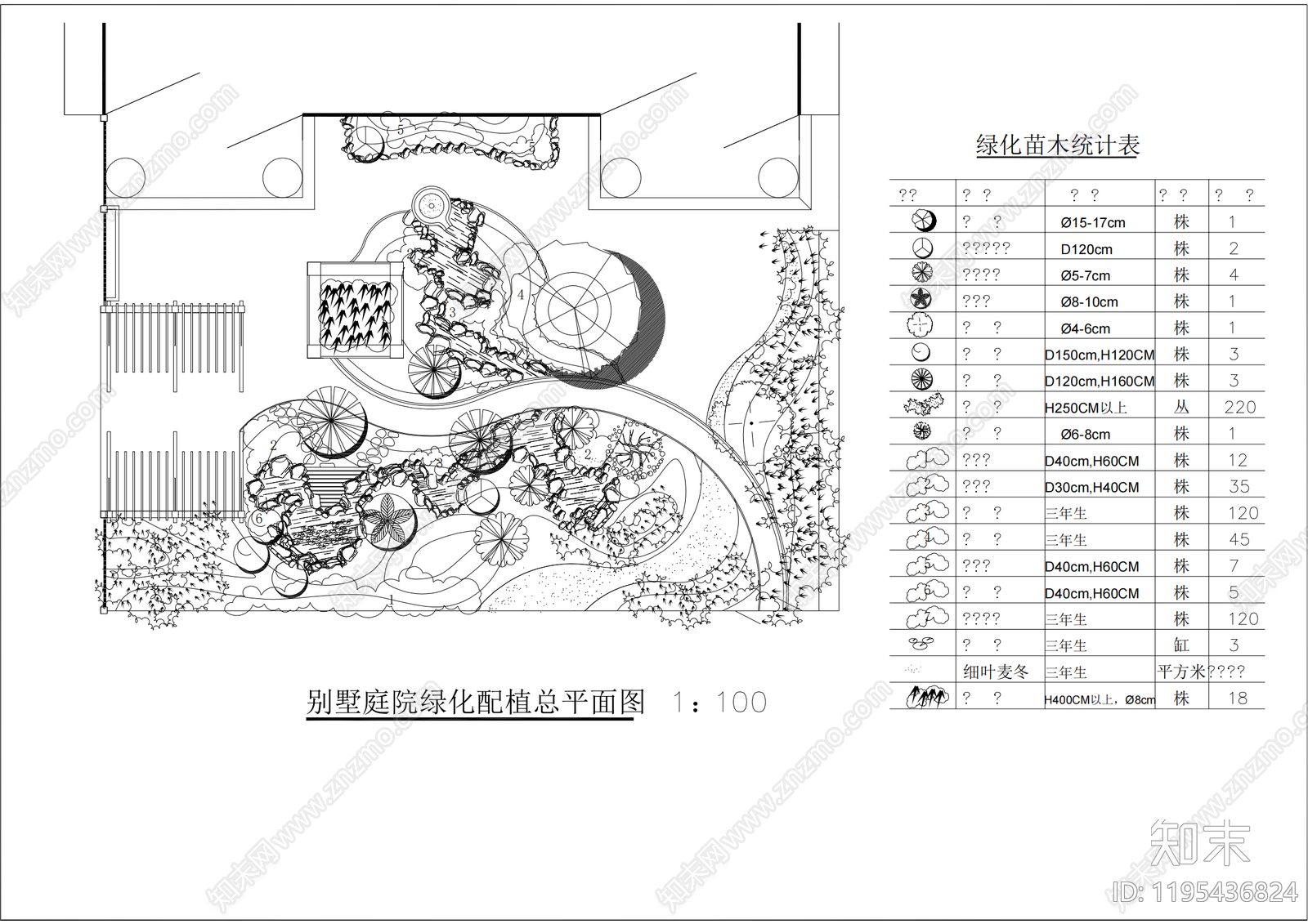现代新中式庭院cad施工图下载【ID:1195436824】