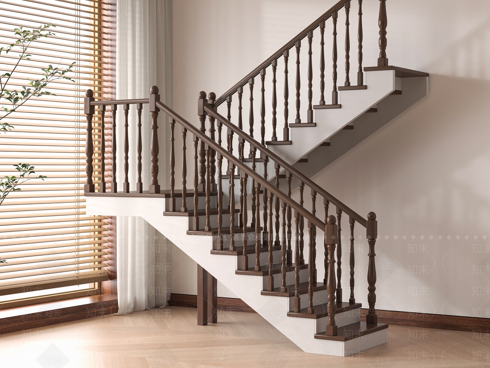 新中式中式楼梯3D模型下载【ID:1195436916】