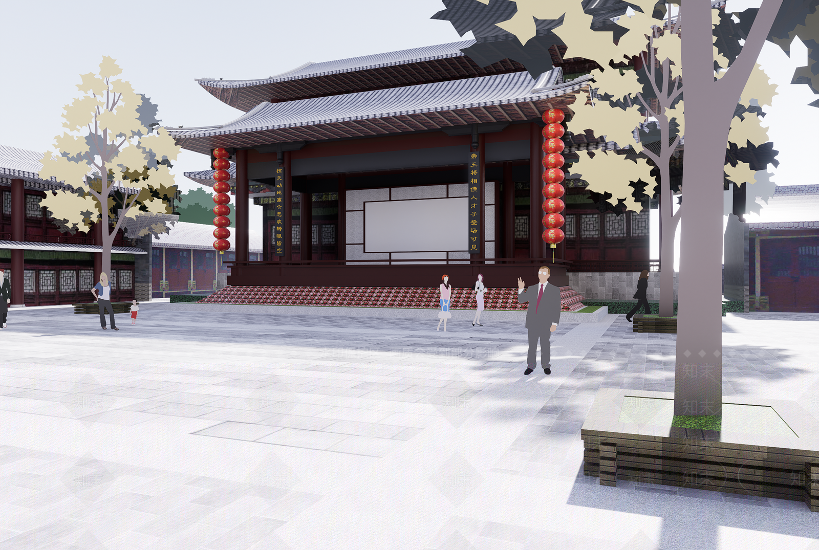 中式古建筑SU模型下载【ID:1195440207】