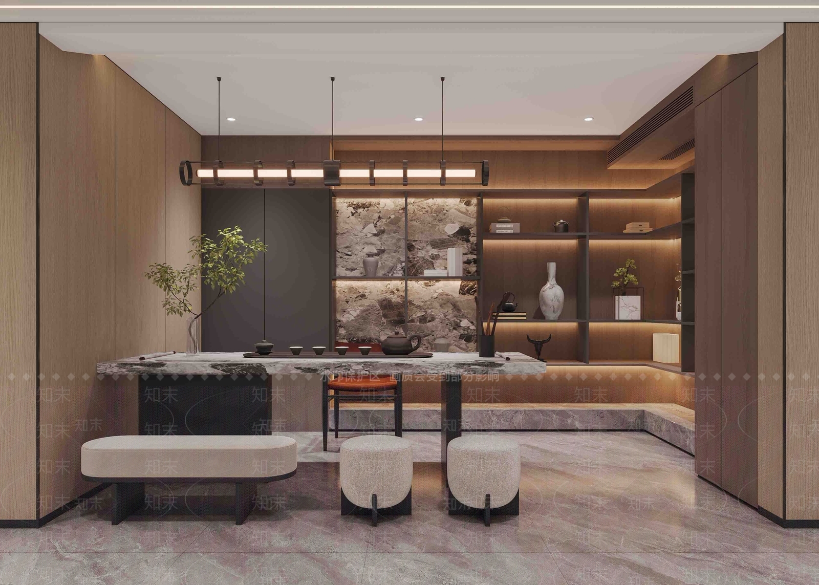 现代意式茶室3D模型下载【ID:1195442206】