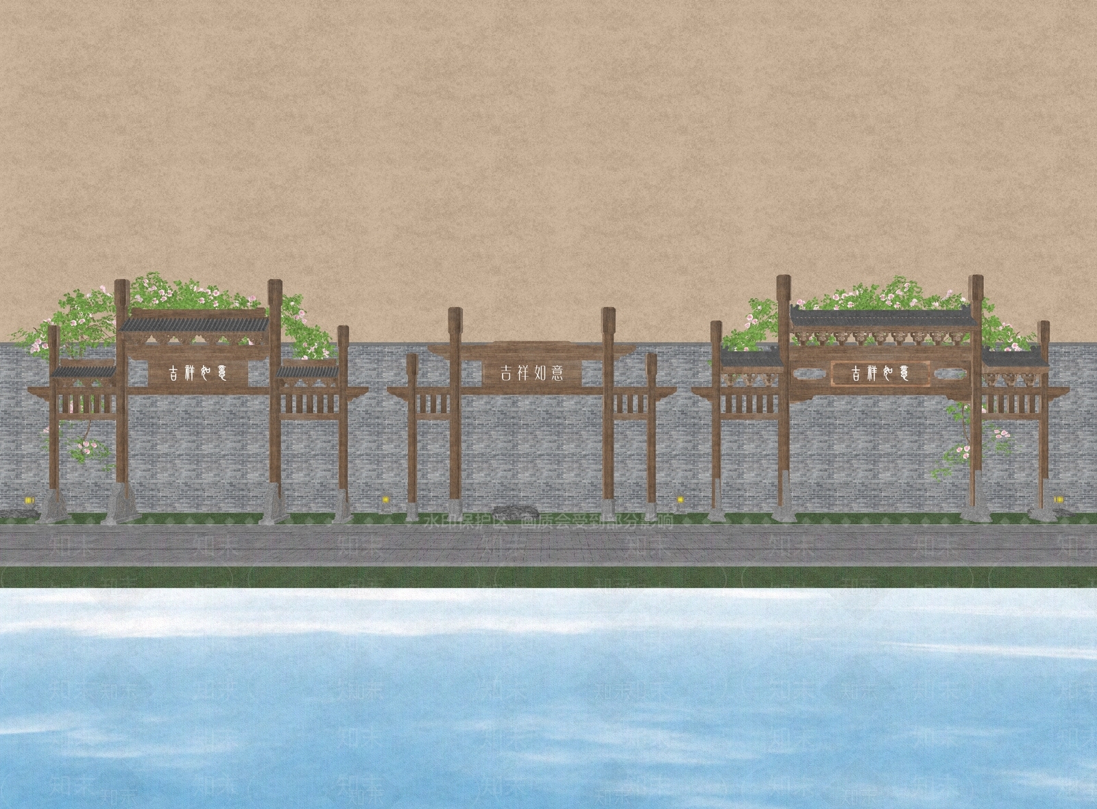 现代新中式牌坊牌楼SU模型下载【ID:1195445031】