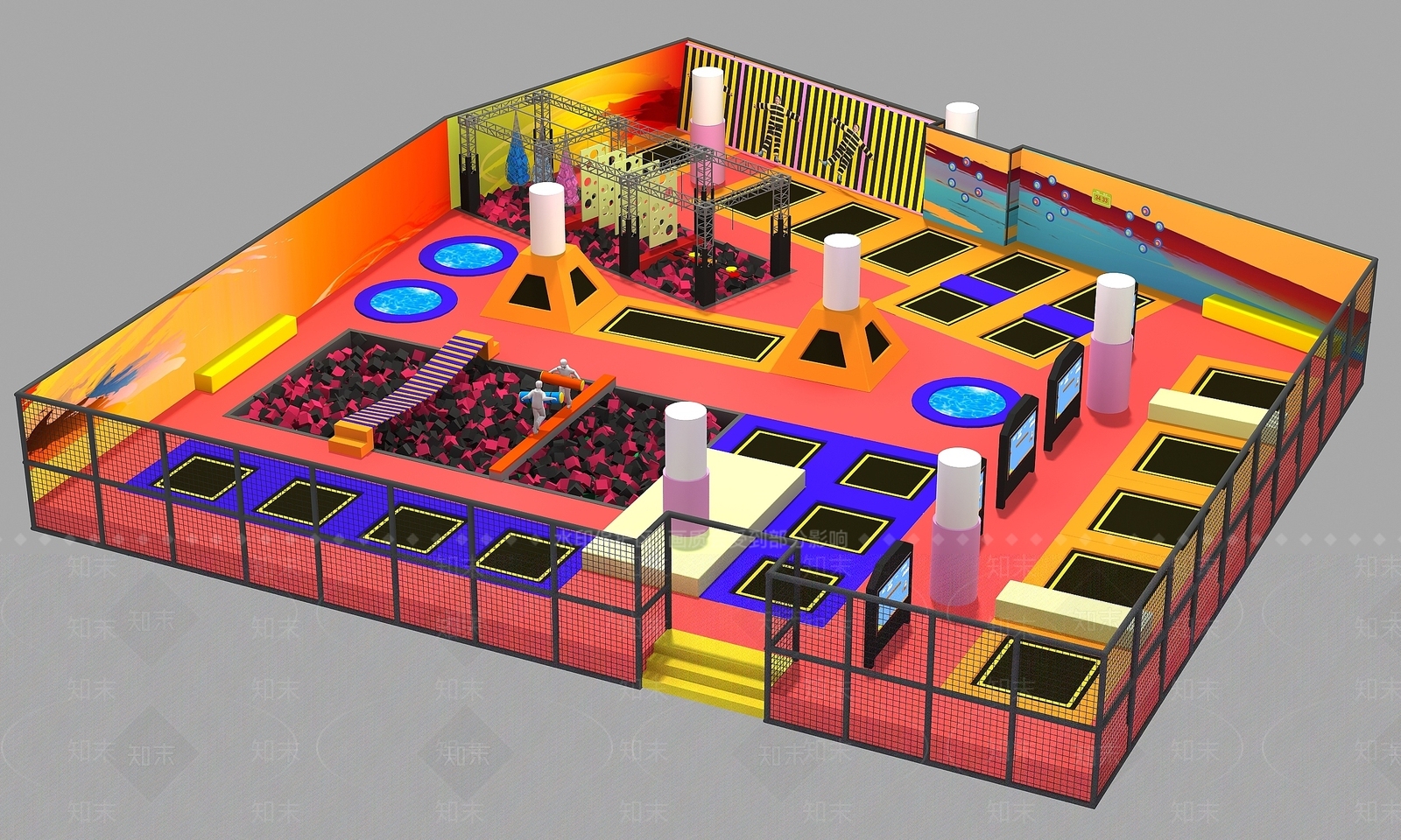 现代蹦床3D模型下载【ID:1195445290】