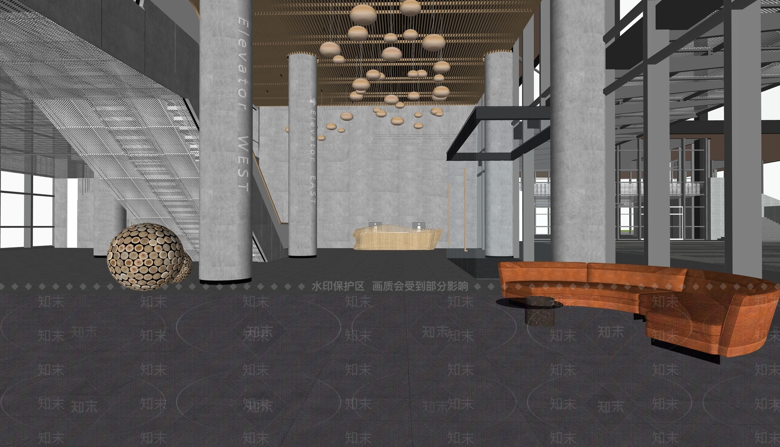 现代办公大堂SU模型下载【ID:1195463303】
