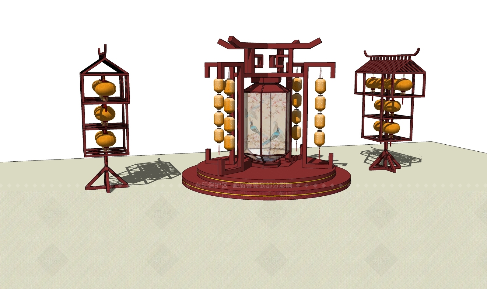 新中式灯具组合SU模型下载【ID:1195446120】